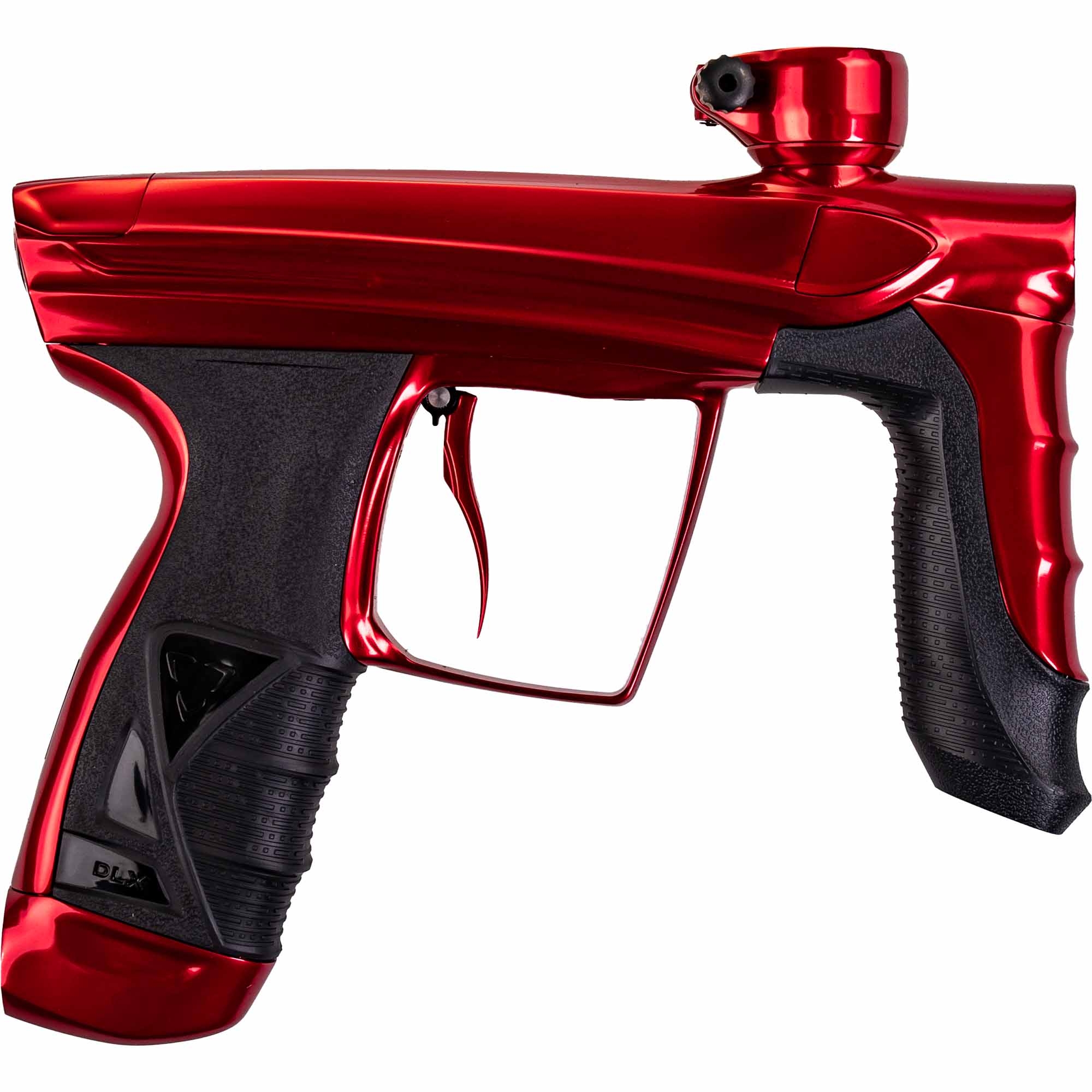 Paintball-Waffe, rote Farbe, Griff mit Pistolenform, Auslöser, Gas-Tank