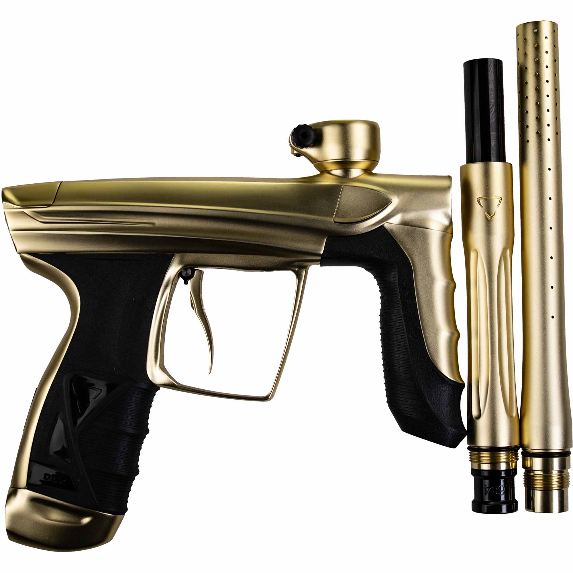 DLX Luxe® AIRE Markierer, gold matt Pistolengriff, Goldfarbe, Paintball-Gewehr, Griffstück, Schulterstange