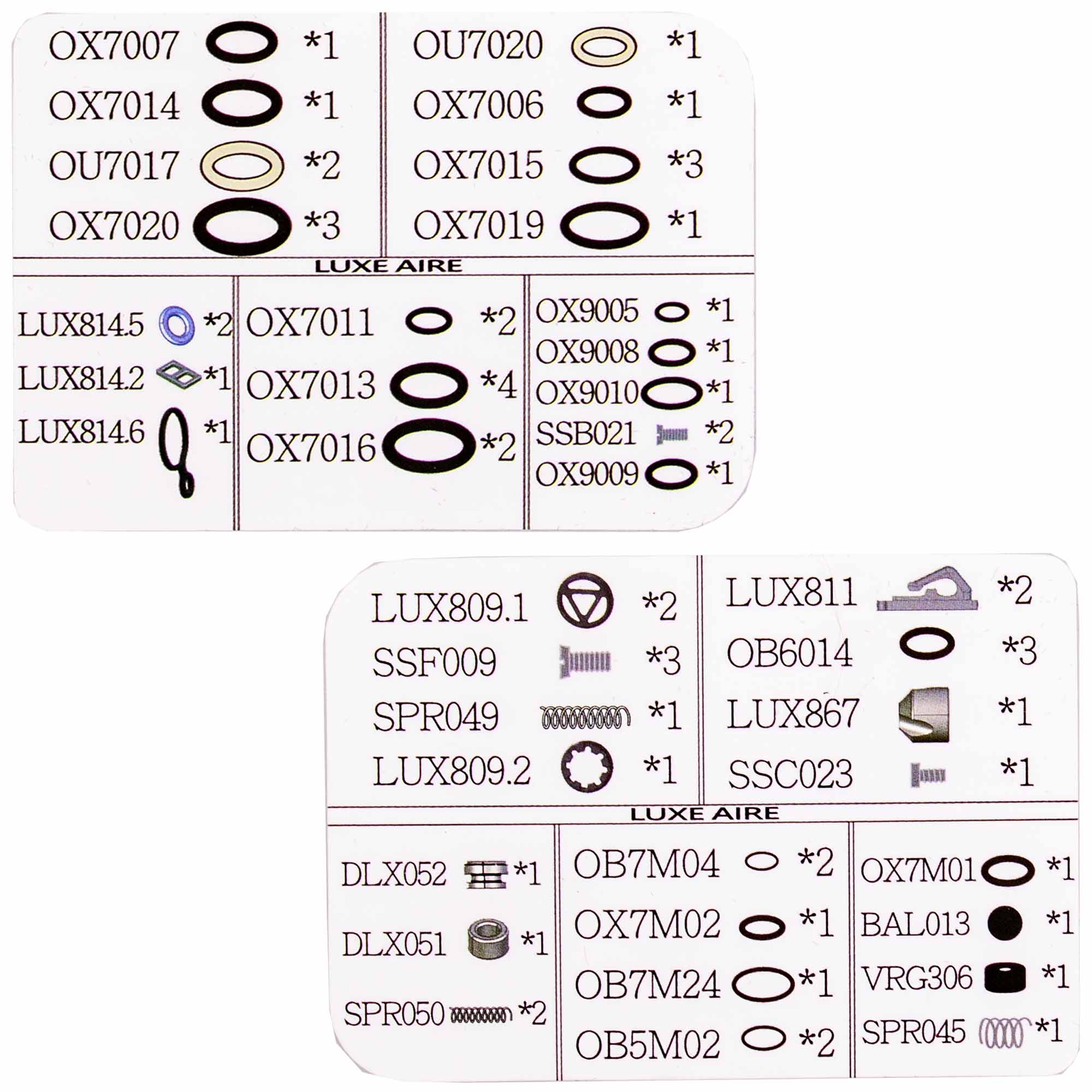 DLX Luxe® AIRE Ersatzteil Set ring, dichtung, dichtungsgummi, O-Ring, passende