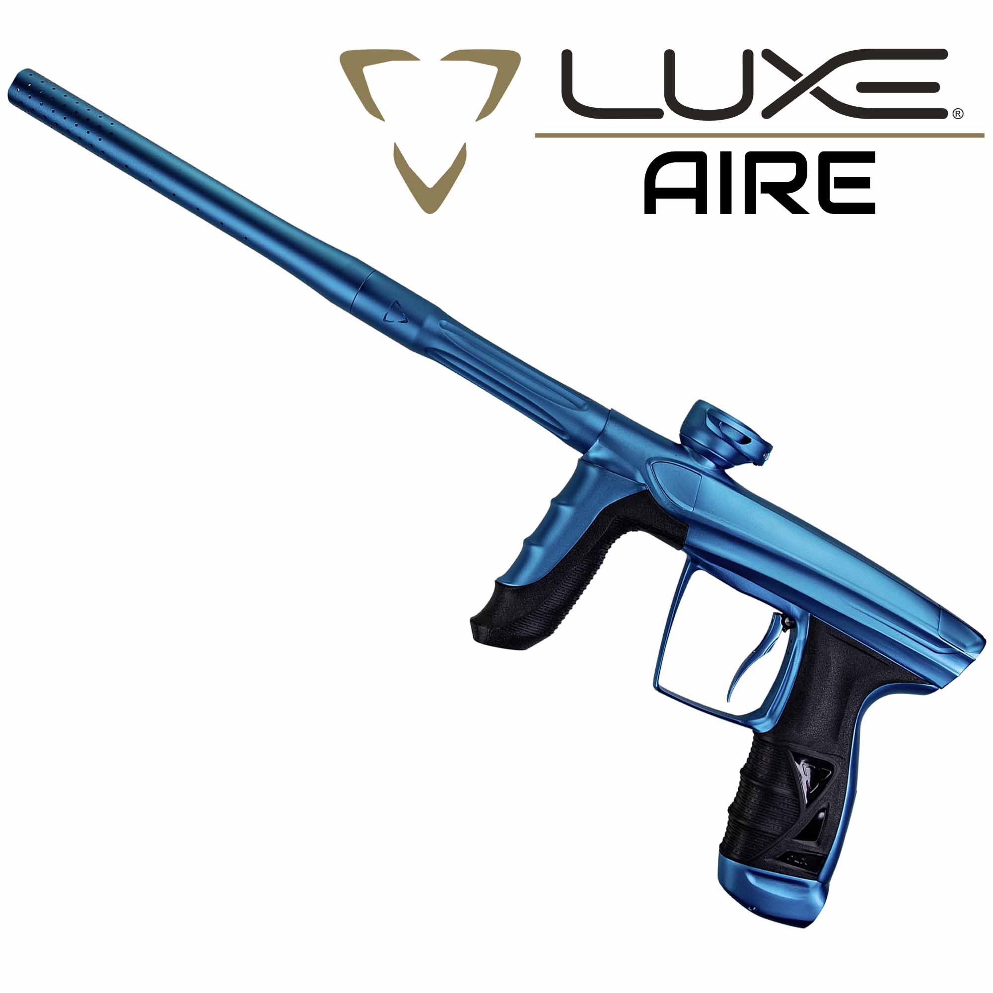 DLX Luxe® AIRE Markierer, blau matt Farb-Spraypistole, Pistolen-Griff, Langrohr, Blau, Luftbetrieben