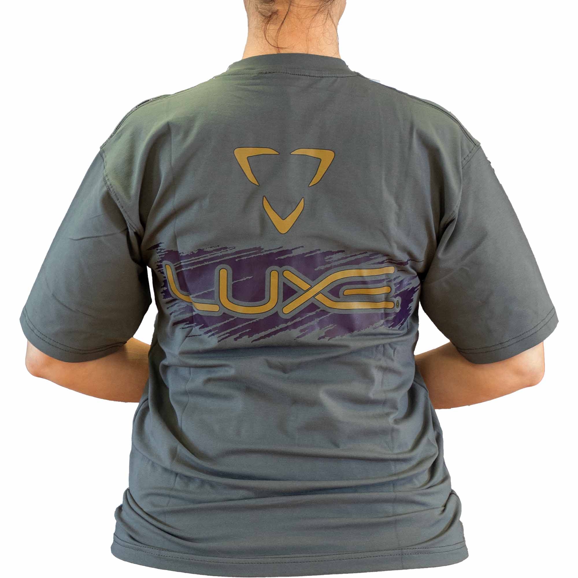 DLX T-Shirt "LUXE" grau T-Shirt, Kurzarm, Grafik shirt, Grau, Rückenansicht