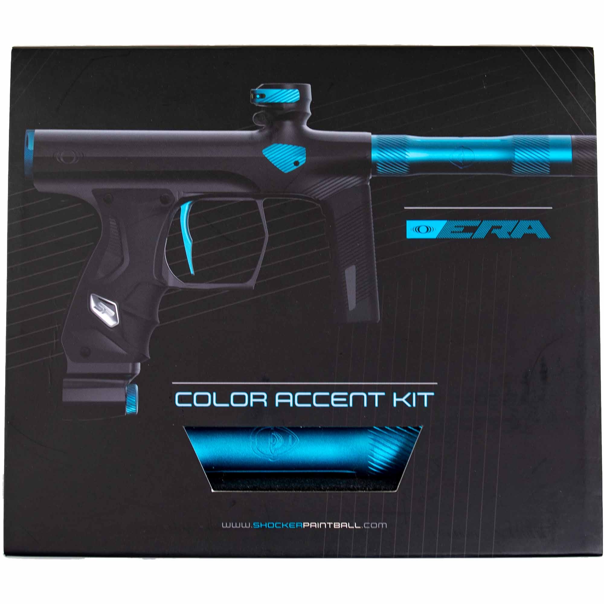 Shocker ERA Accent Set - Teal Einzelstück Paintballpistole, Farbakzent-Kit, Pistolengriff, Blaue Akzente, Shocker Paintball