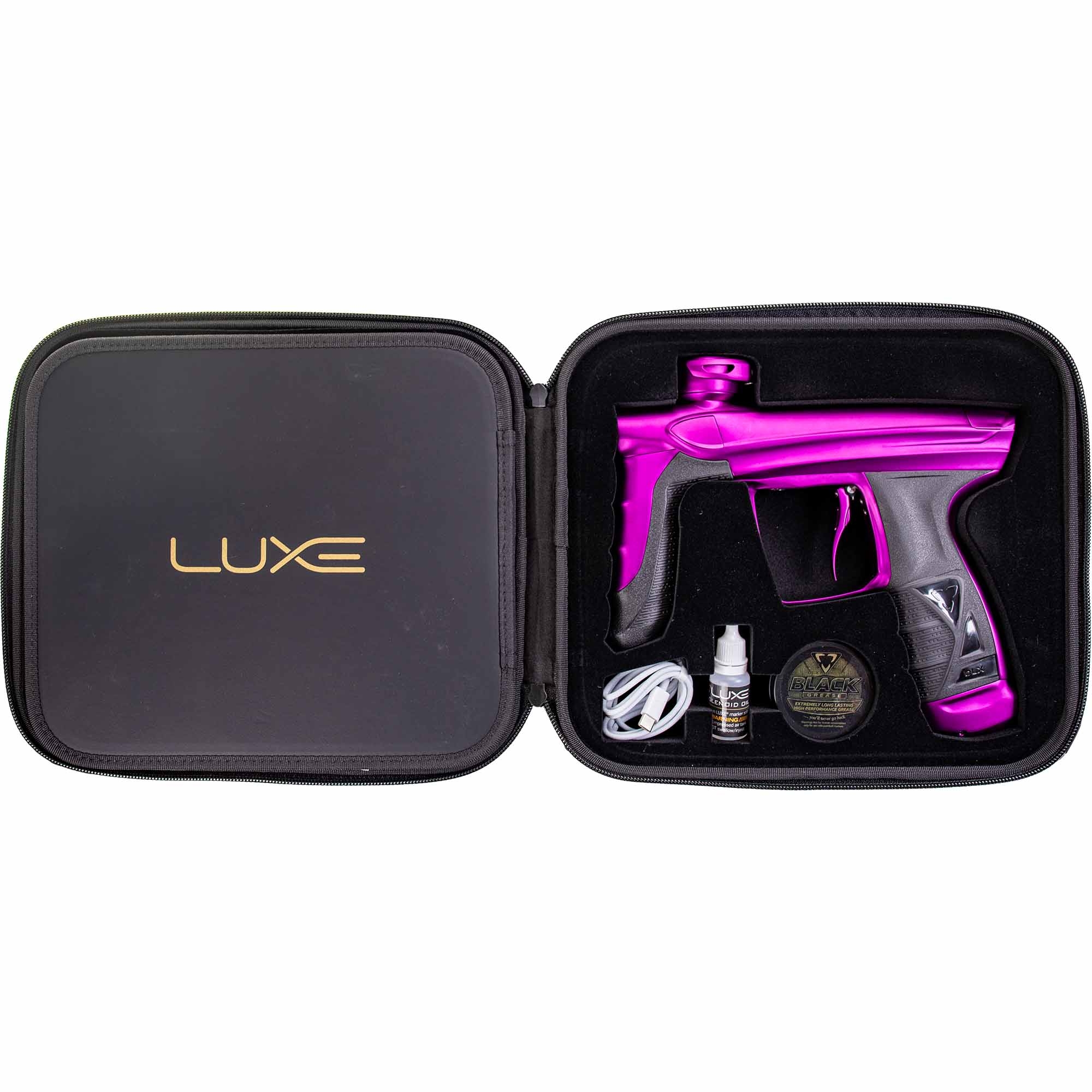 DLX Luxe® AIRE Markierer, lila matt Luxe, Sprühpistole, Druckluftpistole, Koffer, Zubehör