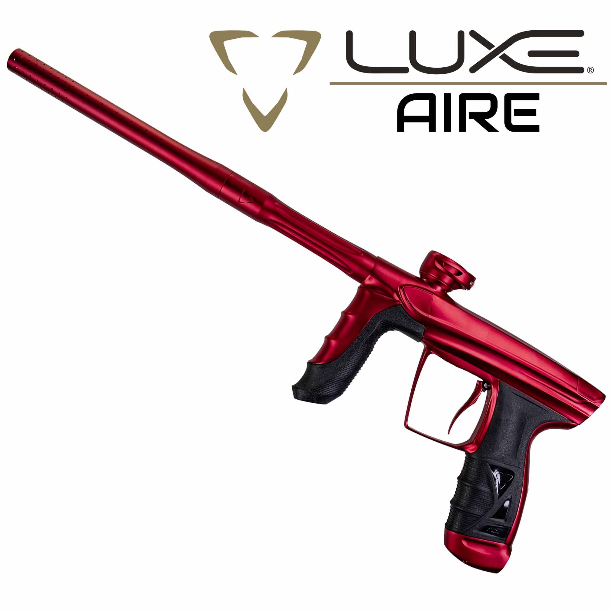 DLX Luxe® AIRE Markierer, rot matt maler-pistole, druckluftpistole, rote-farbe, langen-barrel, griff-halter