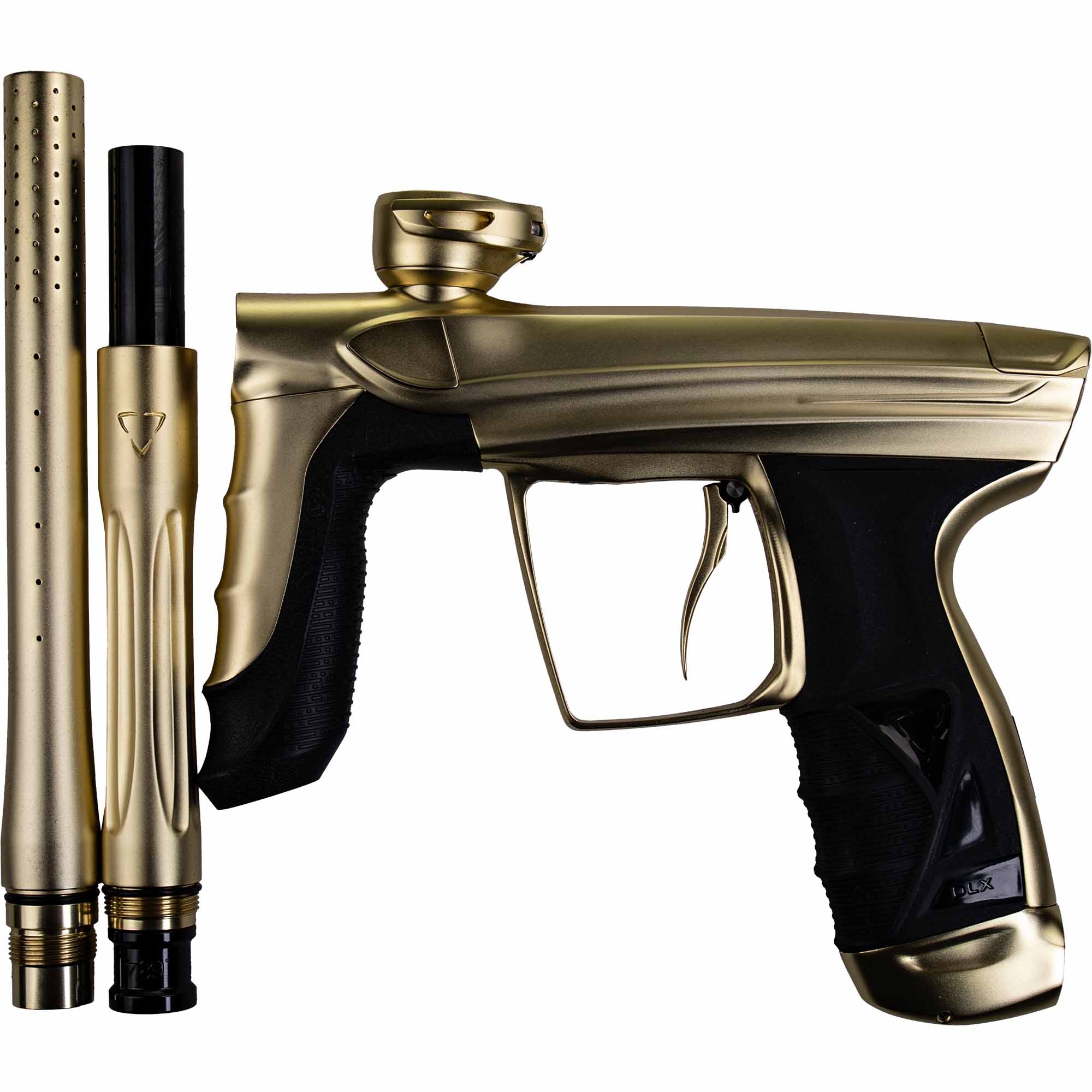 DLX Luxe® AIRE Markierer, gold matt Paintball-Pistole, Marker, Goldene Farbe, Griff, Barrelenset