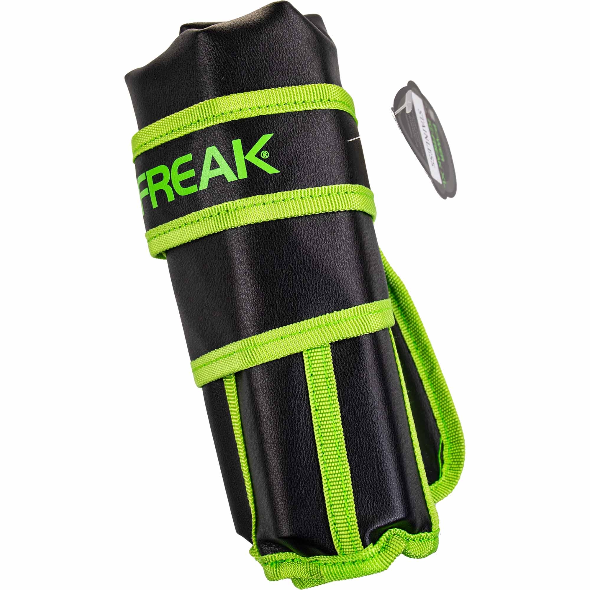 GOG Freak XL Hülsen Set, 8 Edelstahl Hülsen + Battle Boy Tasche stabilizer, knie polster, Schutzausrüstung, neon grün, freak-branding